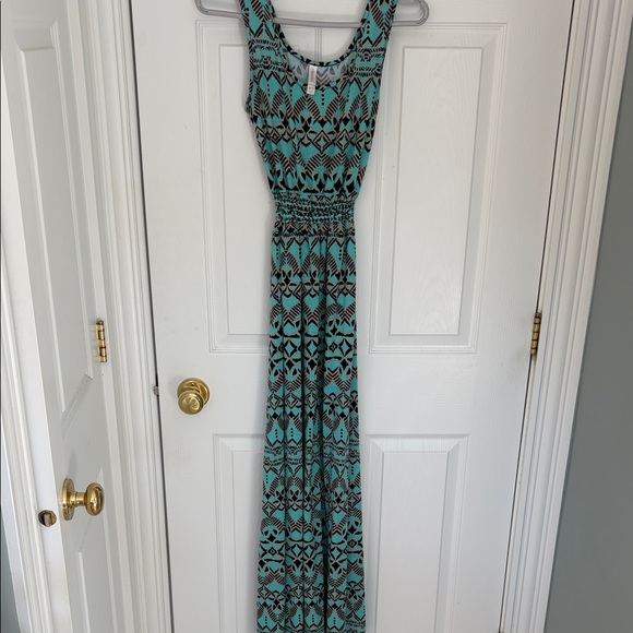 Xhilaration Teal and Black Geometric Maxi Dress - Picture 2 of 2